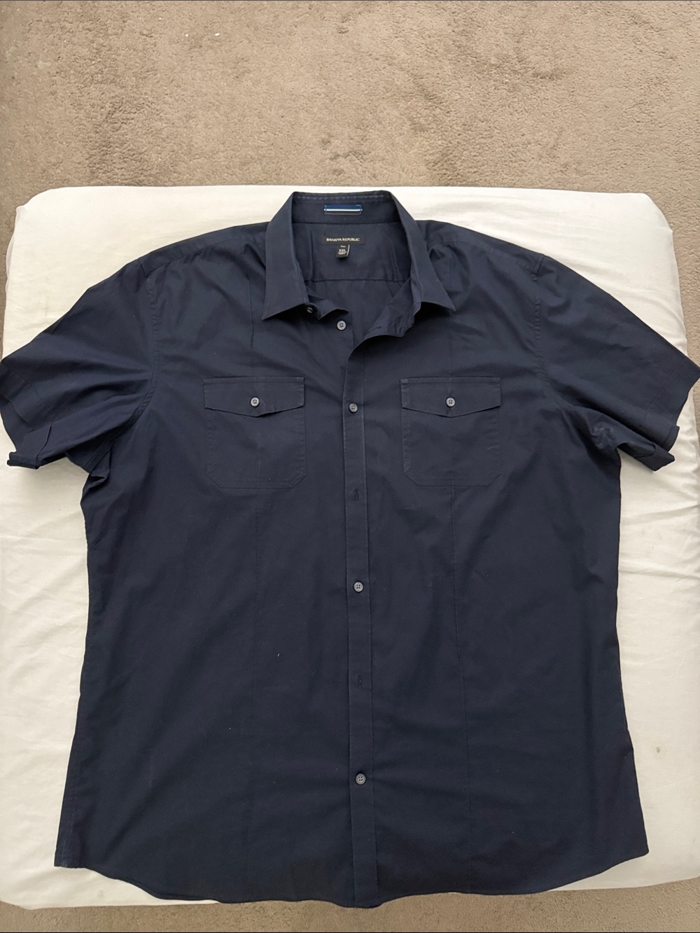 Banana Republic Navy Short-Sleeve Button-Down Shirt